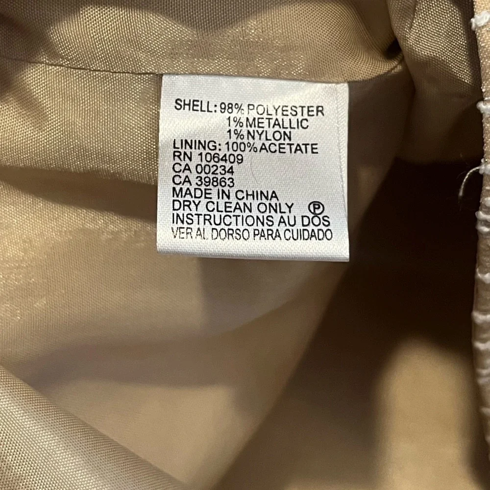 Tahari Arthur S. Levine Gold & White Dress Size 12 - Picture 9 of 9